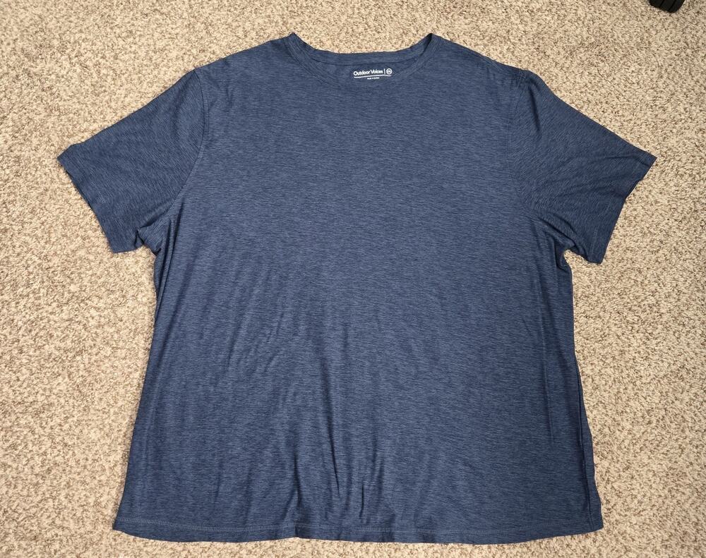 Outdoor Voices Men’s Athletic Performance T-shirt Heather Navy Blue XXL
